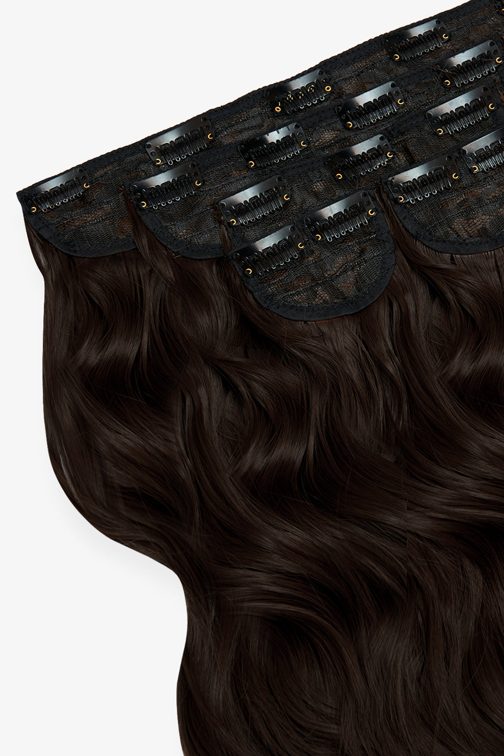 Premium Synthetic Włosy Clip-In Brązowe "Iced Espresso"