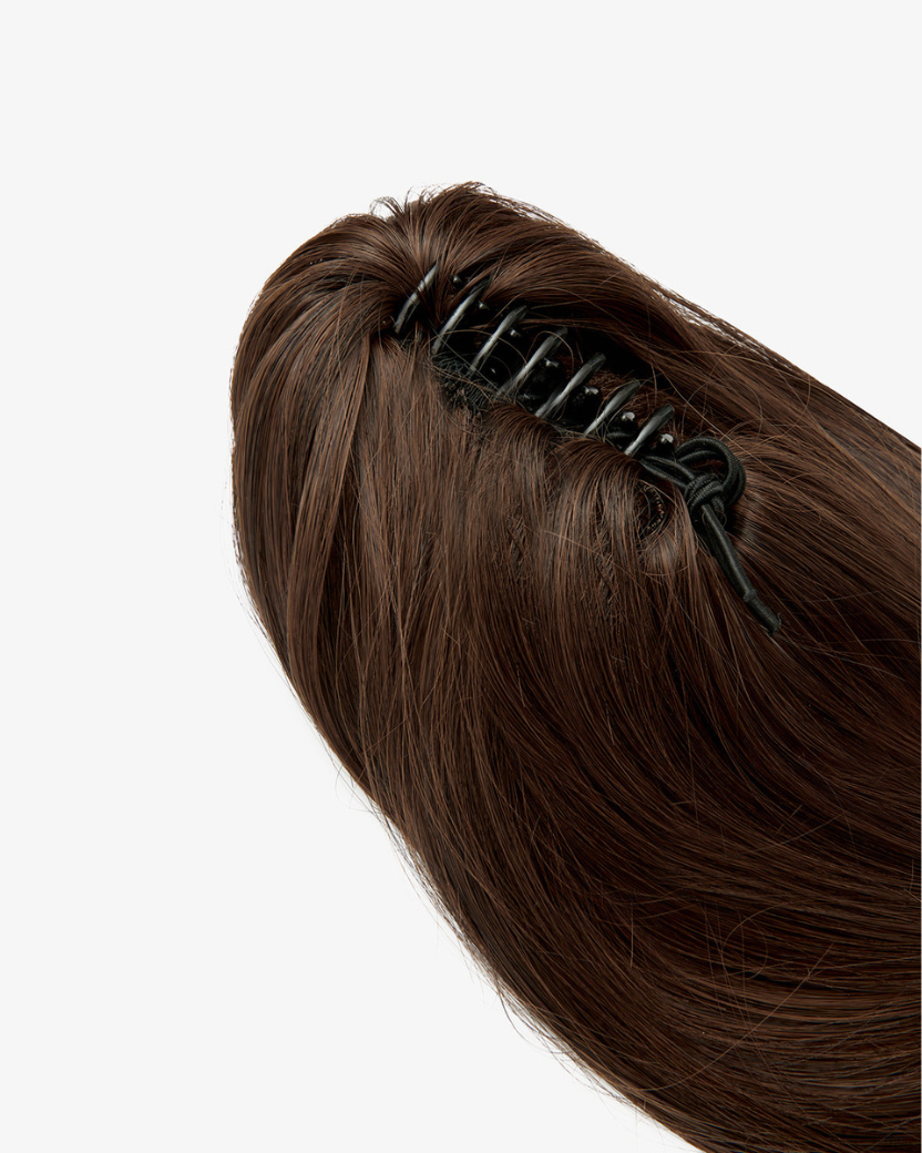 Premium Synthetic Ponytail Clip-In Brązowy "Brown Sugar Latte"