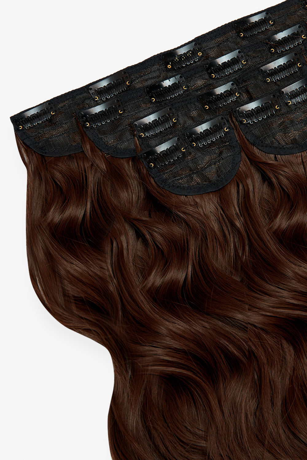 Premium Synthetic Włosy Clip-In Brązowe "Mocha Brownie"