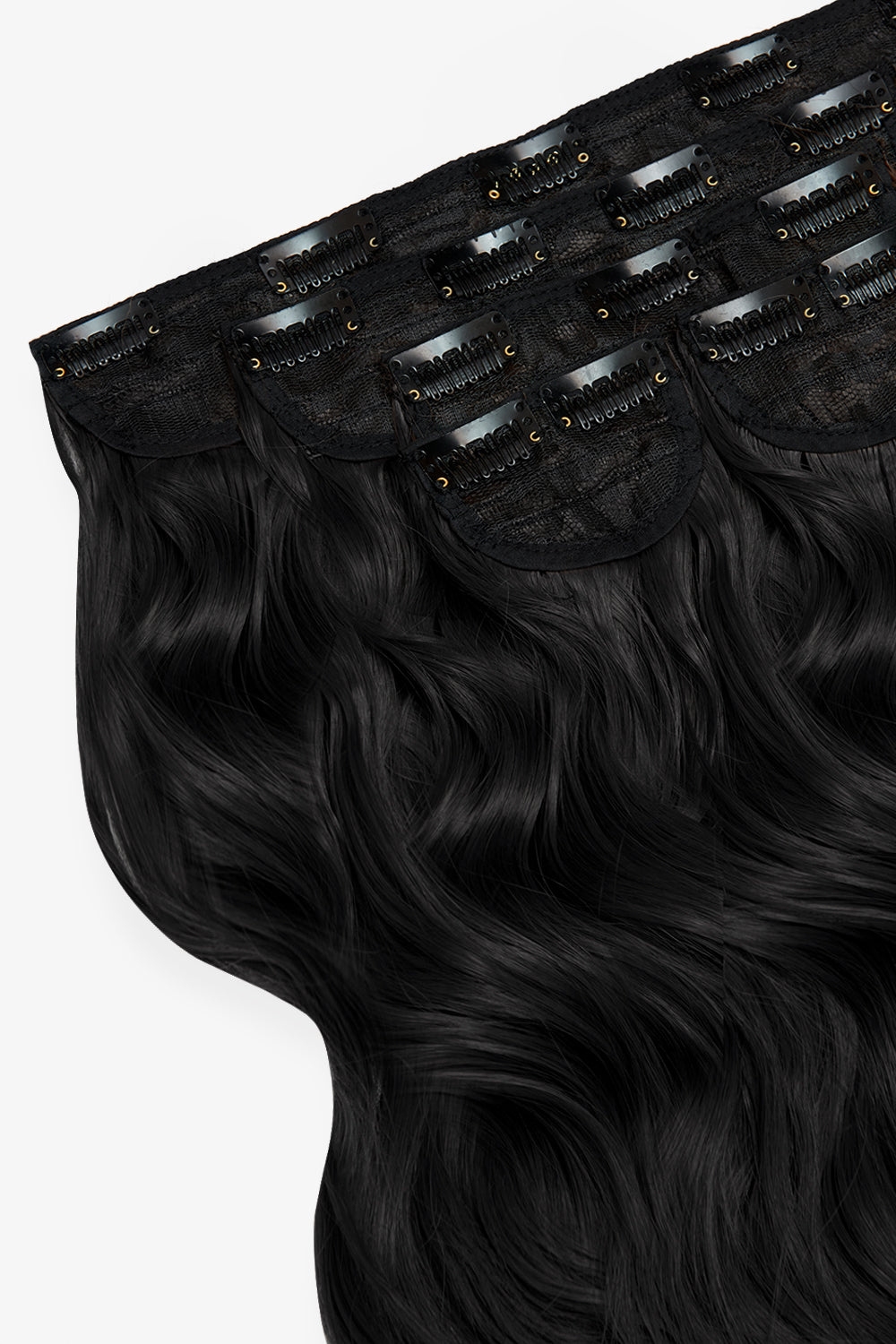 Premium Synthetic Włosy Clip-In Czarne "Iced Americano"