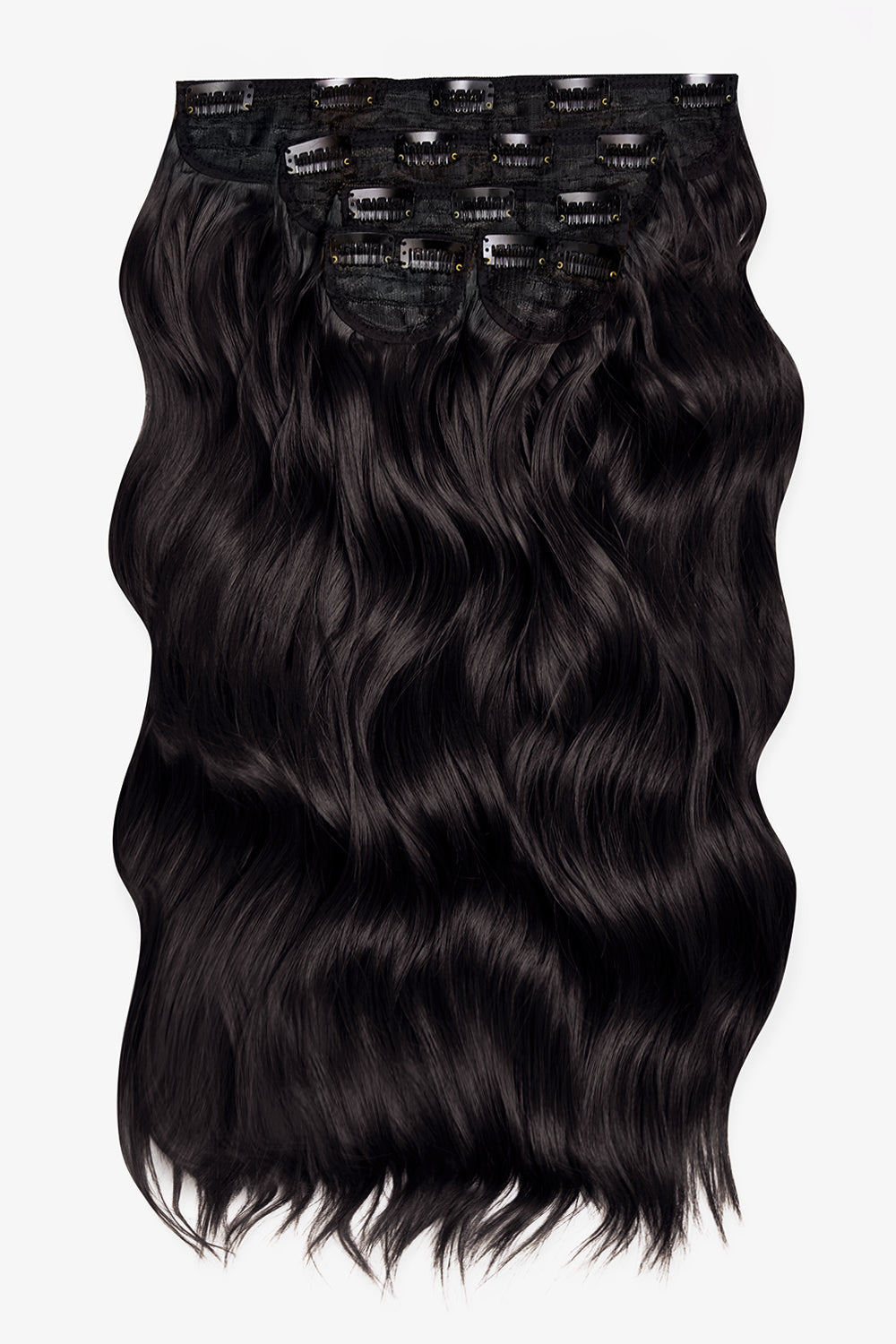 Premium Synthetic Włosy Clip-In Czarne "Cold Brew"