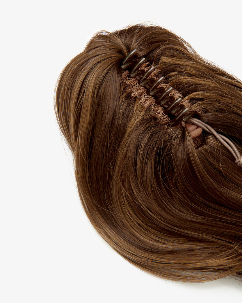 Premium Synthetic Ponytail Clip-In Brązowy "Toffee Nut"