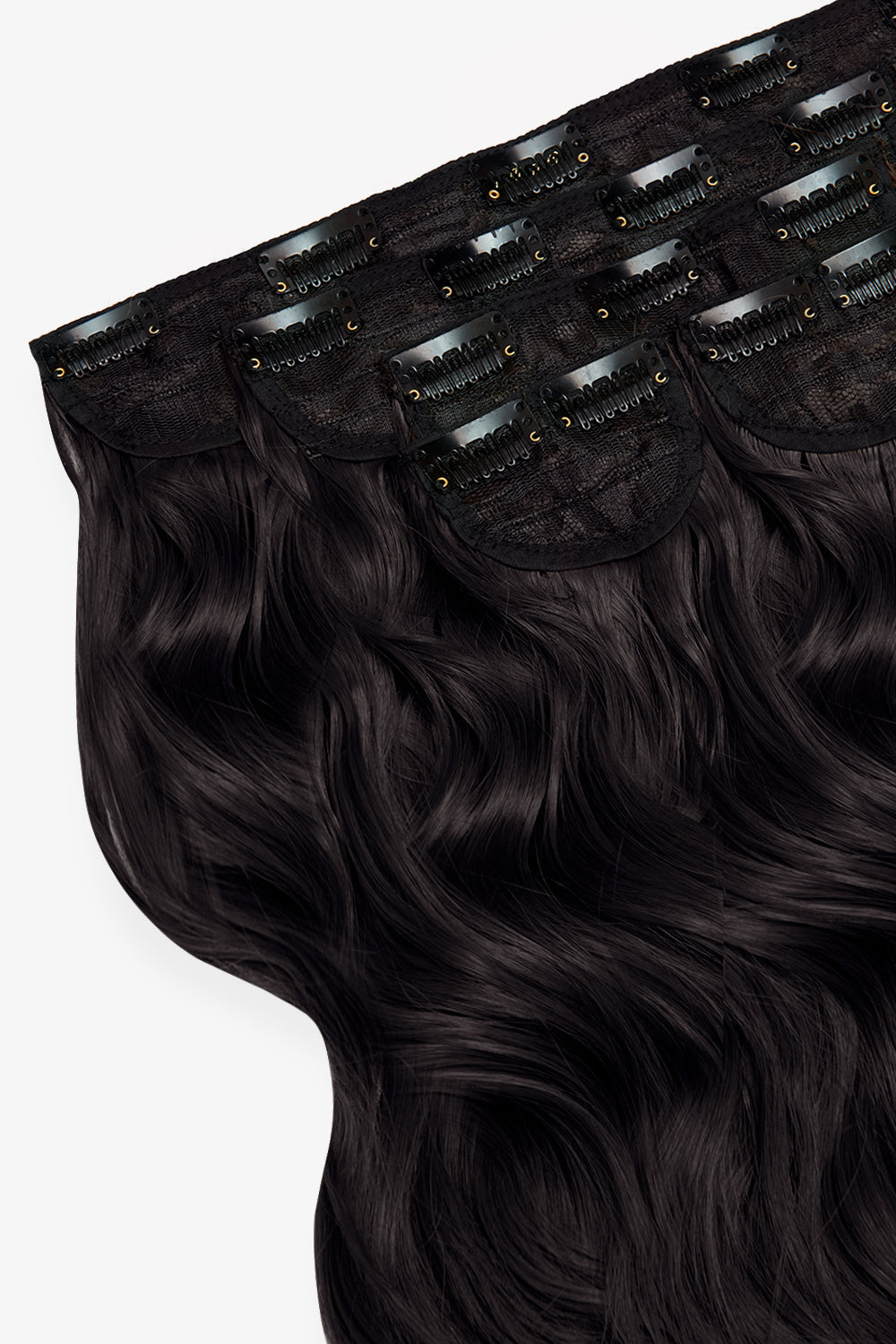 Premium Synthetic Włosy Clip-In Czarne "Cold Brew"