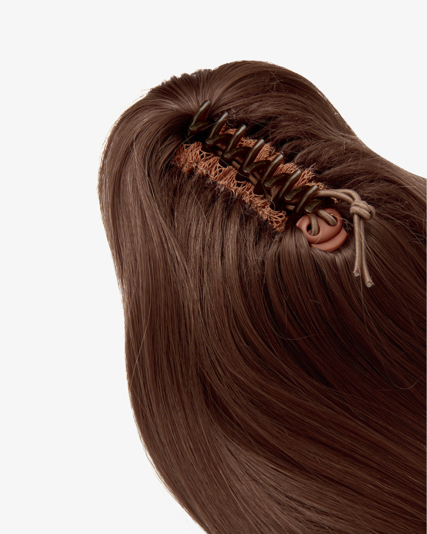 Premium Synthetic Ponytail Clip-In Brązowy "Cinnamon Latte"